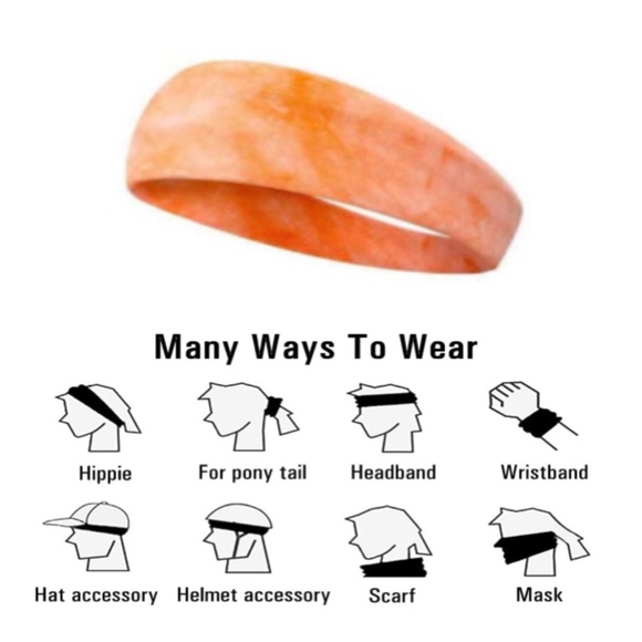 Orange And White Tie Dye Anti-Slip Elastic Headband - Picture 2 of 4